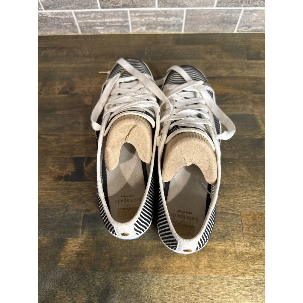 Kate Spade Keds Triple Deck Sneakers Black White Striped Platform Shoes Womens 9